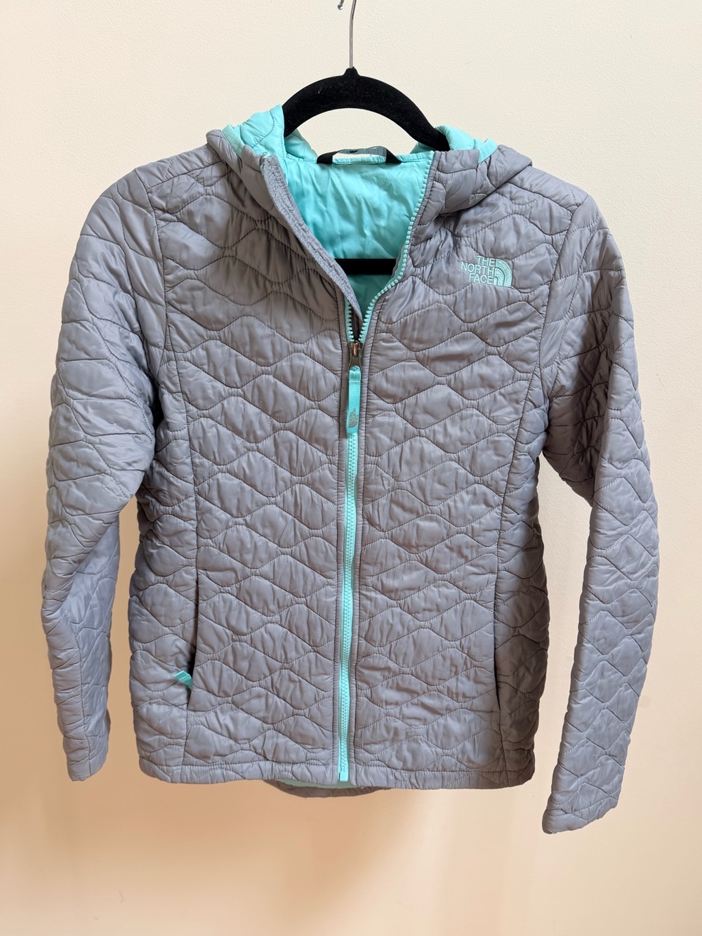 The North Face ThermoBall quilted full-zip hooded jacket girls Sz L 14/16